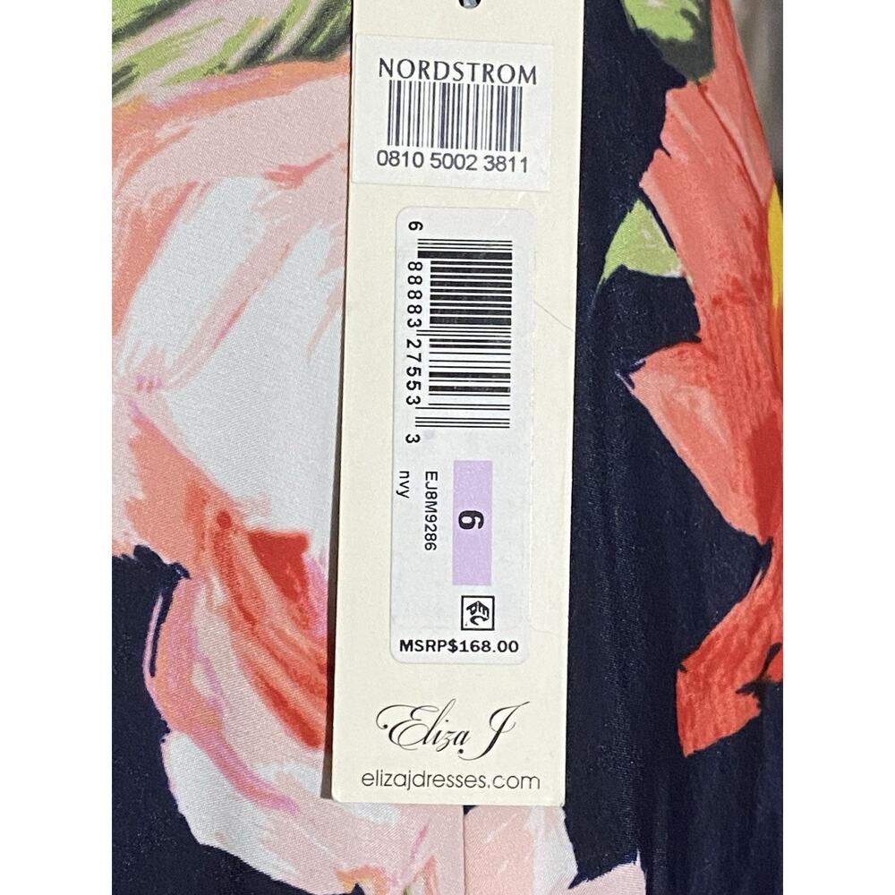 Eliza J Navy Floral High Low Cascade Ruffle Womens 6 Wedding/Peasant Skirt - Picture 10 of 12